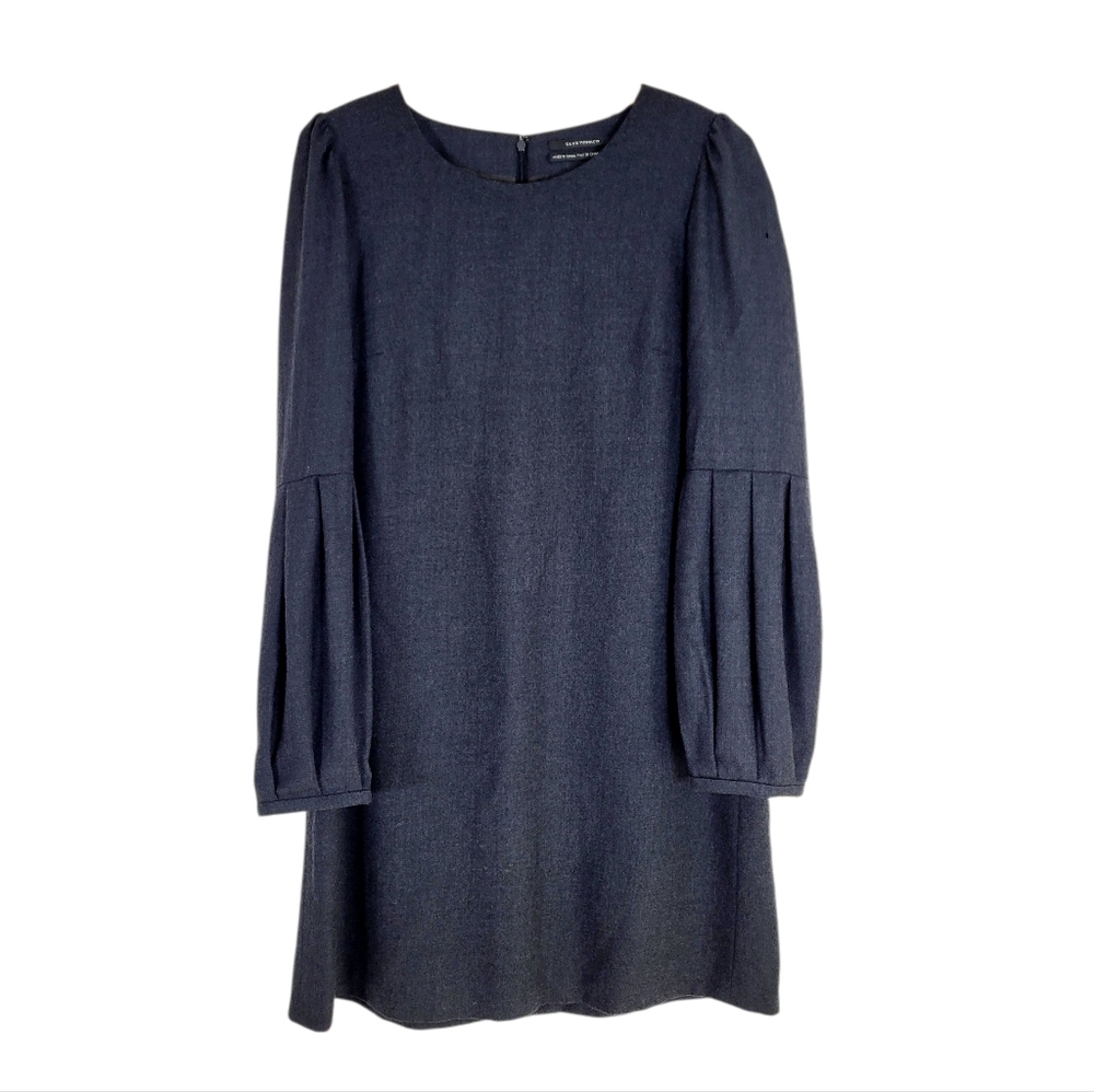 CLUB MONACO Charcoal Wool Blend Long Blouson Sleeve Shift Dress Size 10